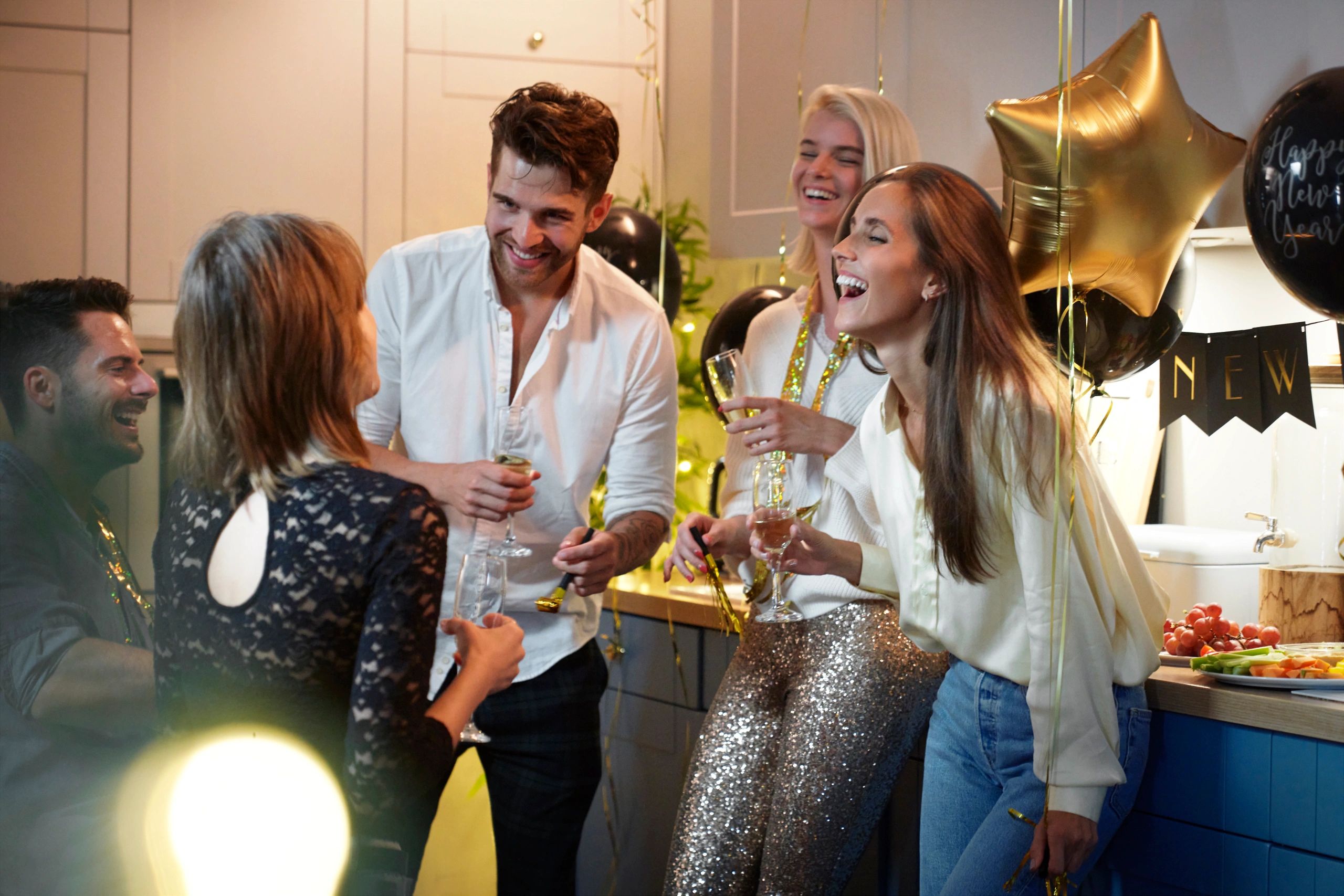 Guests having fun together at an event photo booth experience