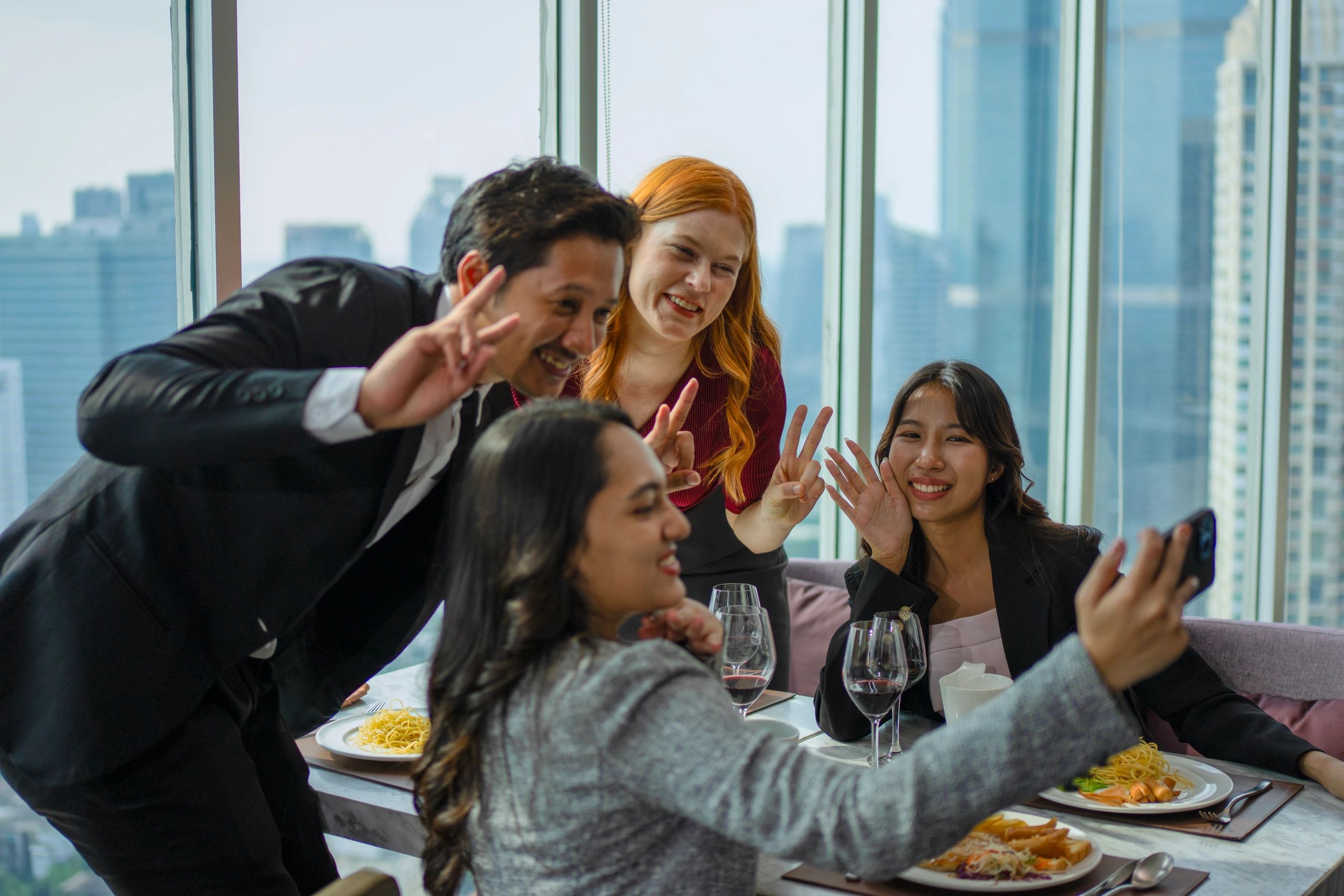 Guests celebrating together at an upscale event venue
