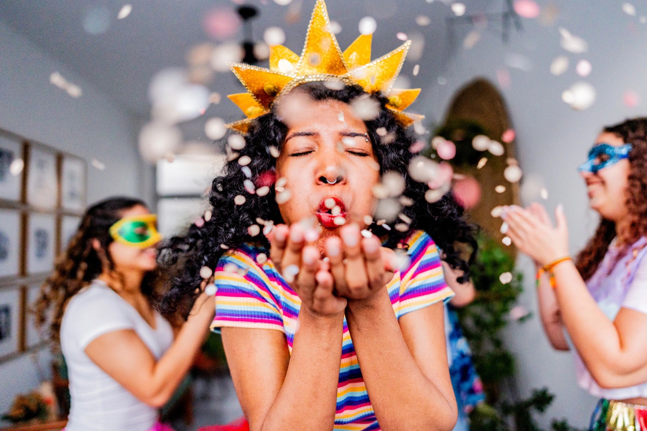 Guests celebrating with confetti at an event